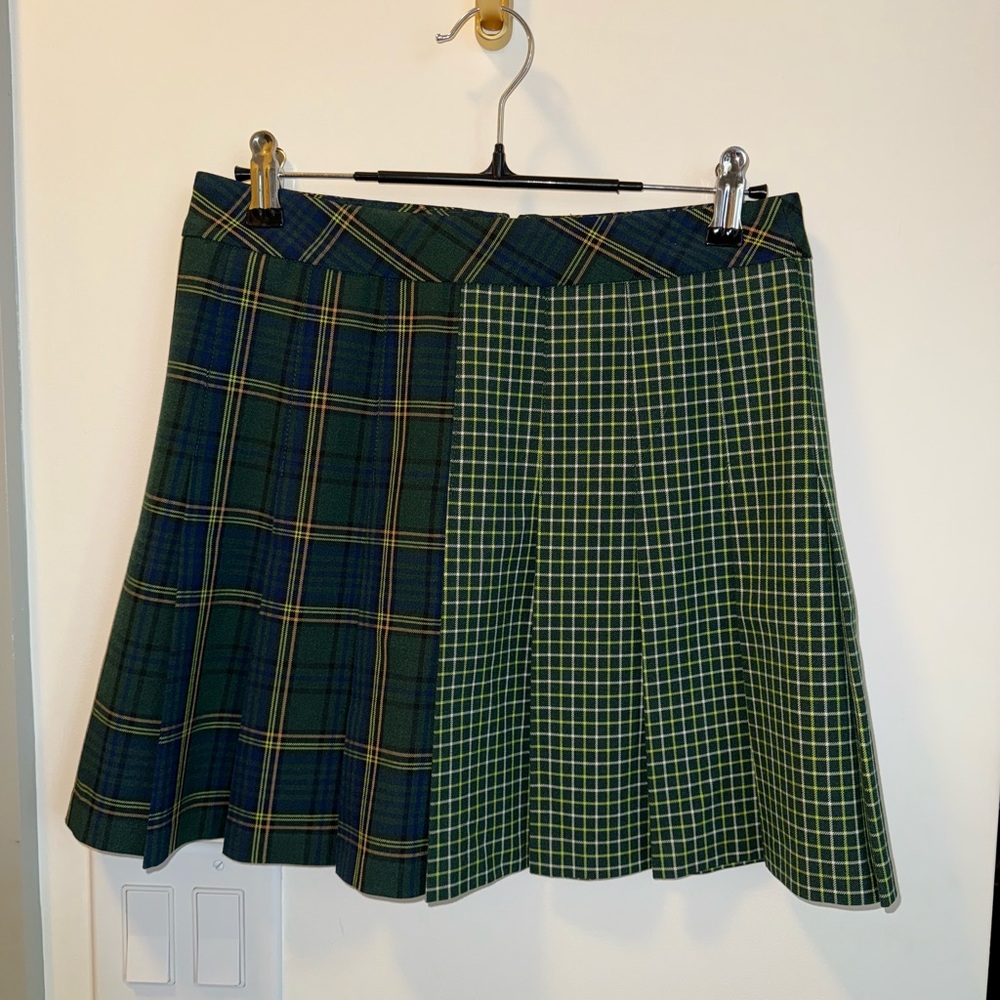 Sunday Best Green and Blue Asymmetrical A-line Mini Skirt